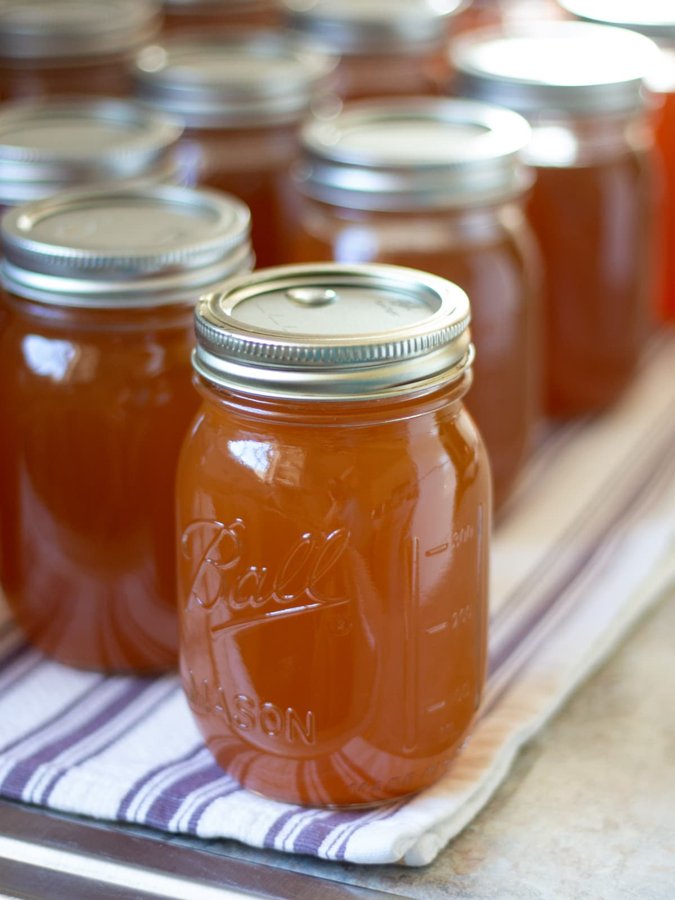 Jars of homemade bone broth
