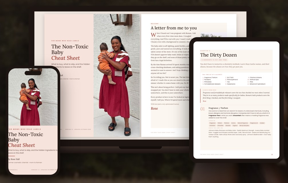The Non-Toxic Baby Cheat Sheet on phone, laptop and tablet